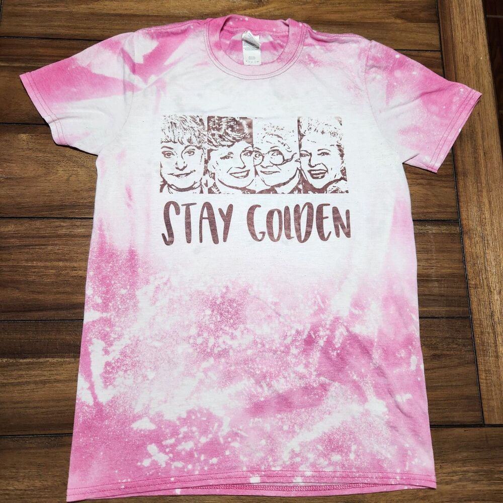Gildan Golden Girls Graphic T Pink Tie-Die Sm